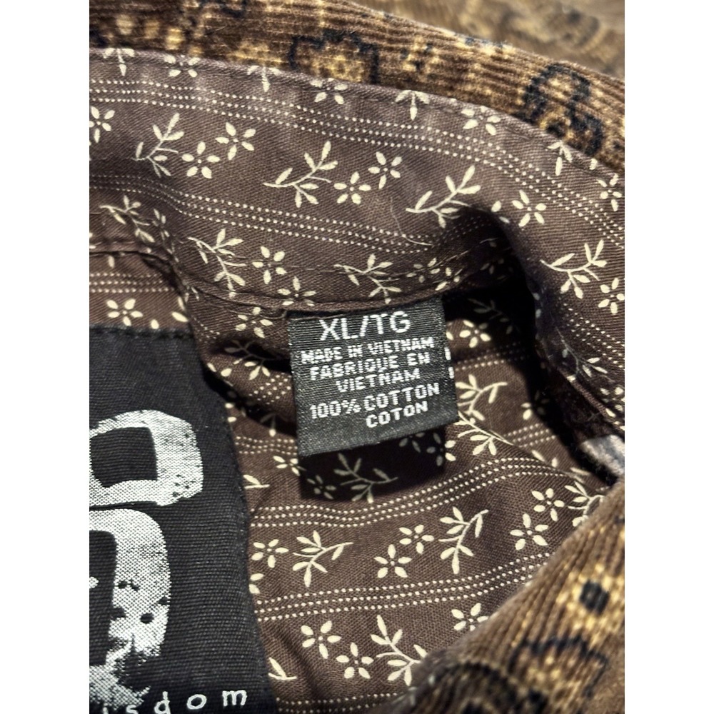 Age of Wisdom Shirt Mens XL Brown Paisley Corduroy Pearl Snap Western Button Up - Picture 6 of 8